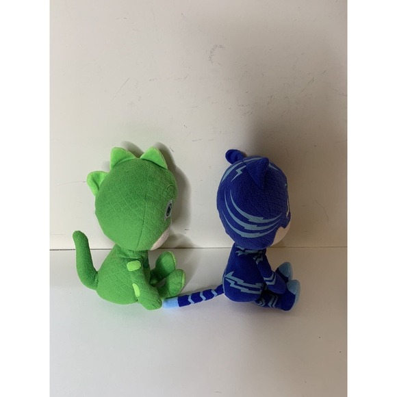 PJ Masks Catboy & Gekko Plush Bean Stuffed Toy 9" Tall Blue Green Metallic Logo - Picture 4 of 7